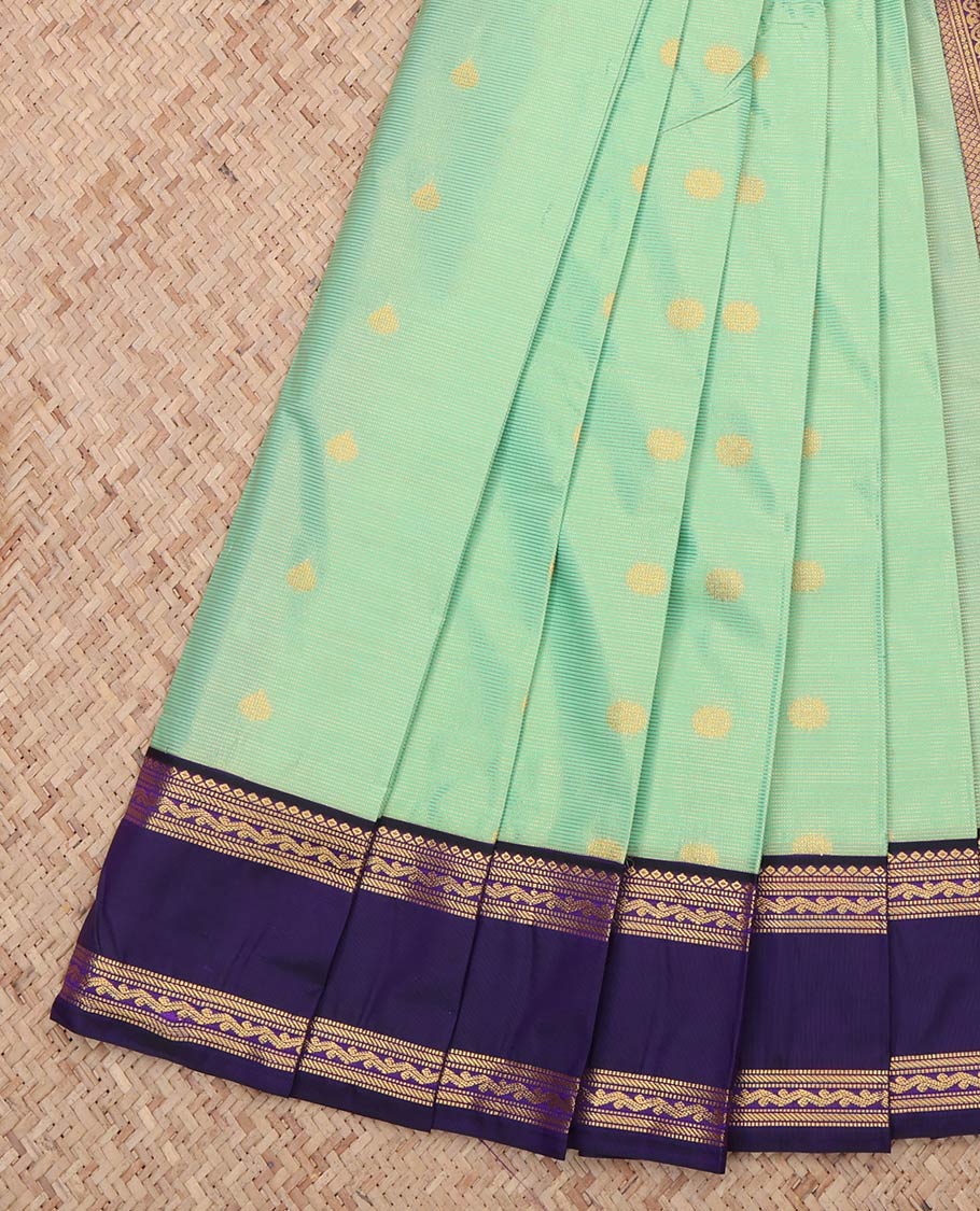 Green Contrast Stripes and Zari Butta Budget Silk Saree