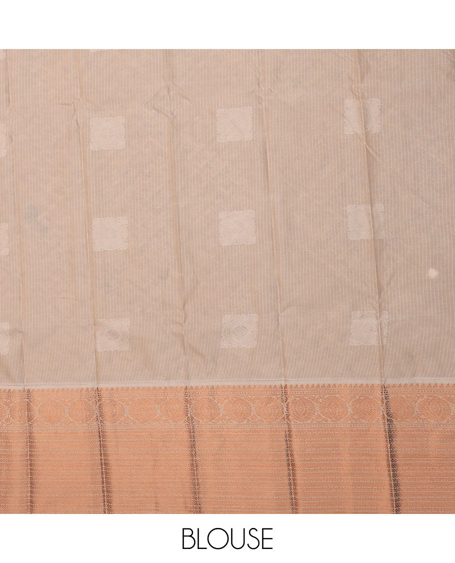 Orange zari design gift saree, contrast traditional zari design border, and pallu of jaal designs