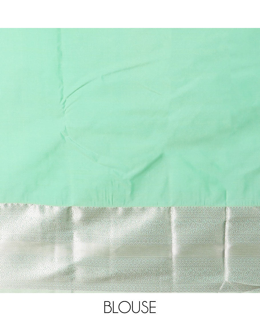 Rust zari buttas gift saree, contrast traditional zari design border, and zari striped pallu