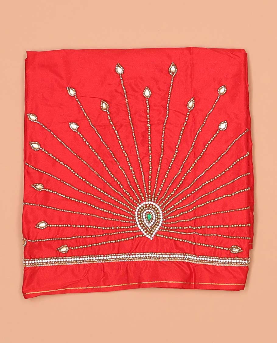 Red Striped aari embroidered material blouse