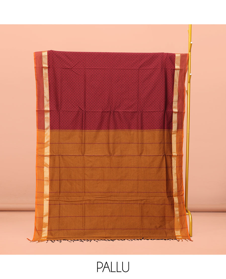 Red Poly Cotton Saree