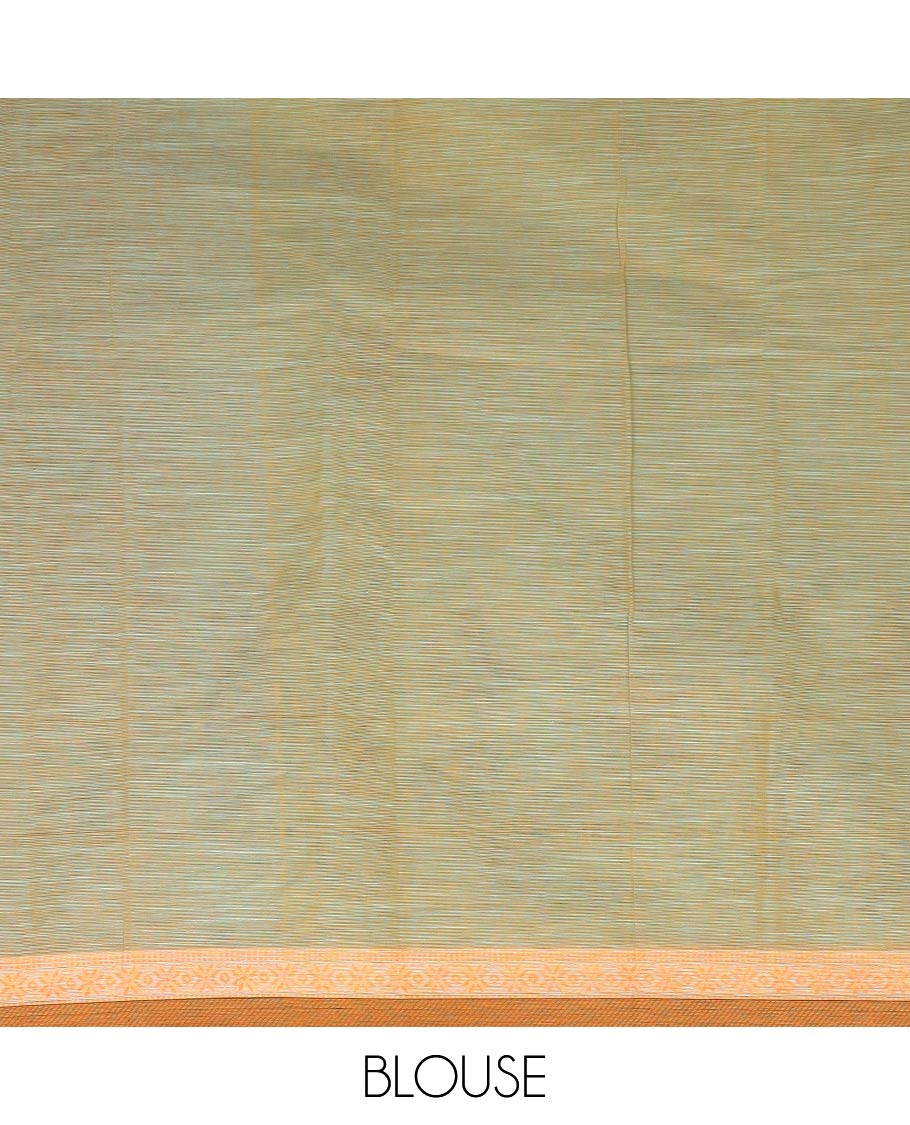 Blue colorful floral and peacock printed chirala cotton saree, contrast border, and pallu of floral print