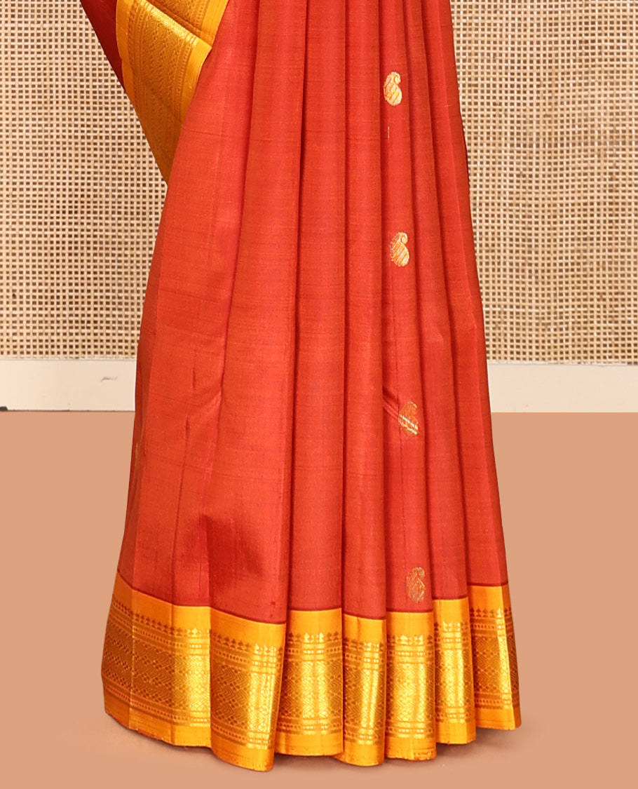 Rust Kanchipuram Silk Saree
