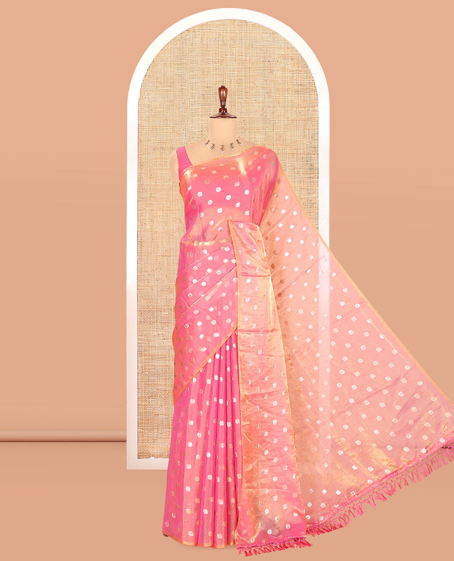 Borderless Pink Fendy Chiffon Saree