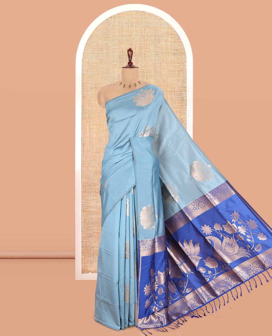Borderless Petrol Blue Elite Soft Silk Saree