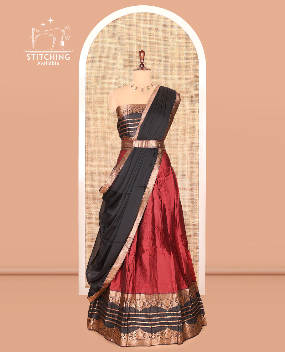 Maroon Semi-Silk Half-Saree