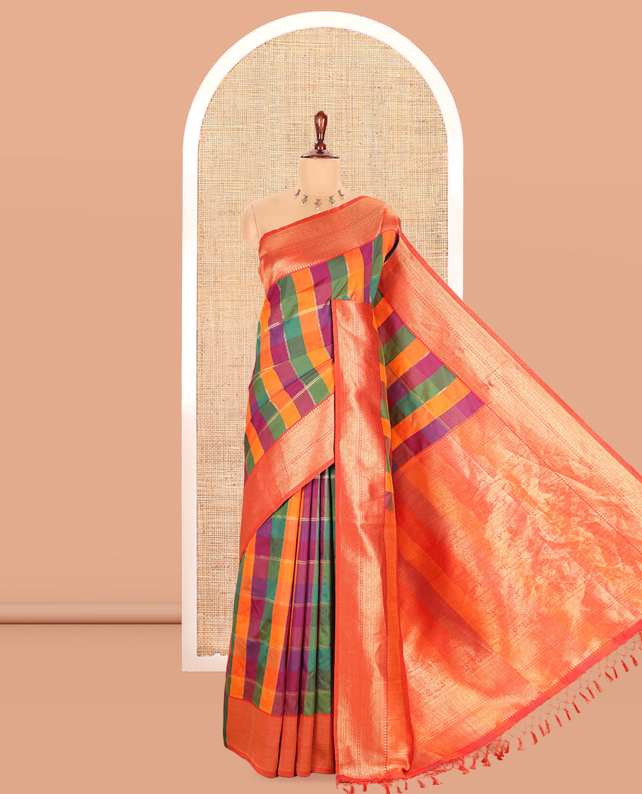 Orange Fancy Softy Silk Saree