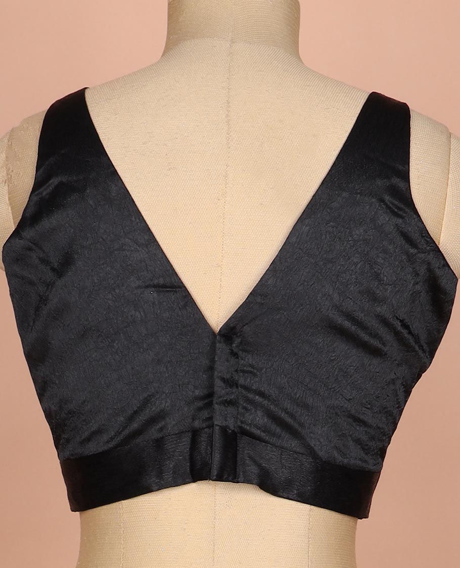 Black plain front and back V-neck thick strapped sleeveless readymade blouse