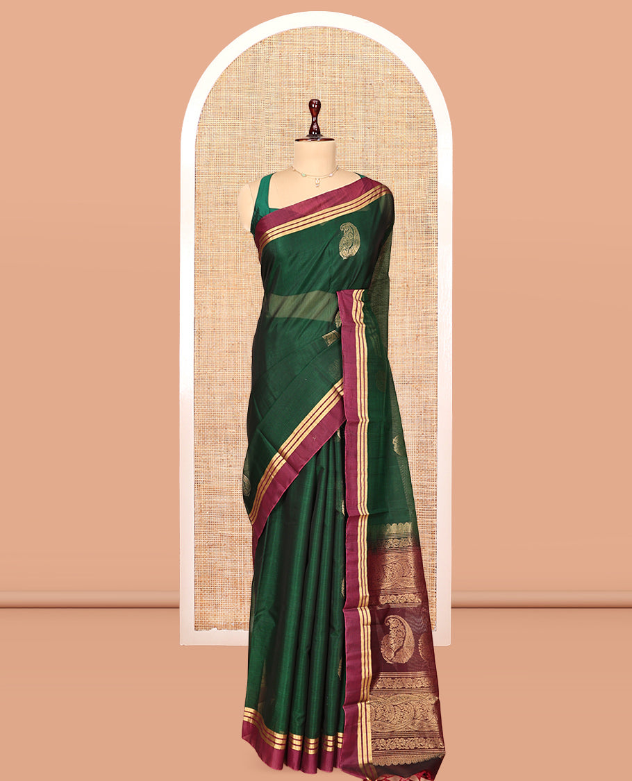 Green Paisley Silk Cotton Saree
