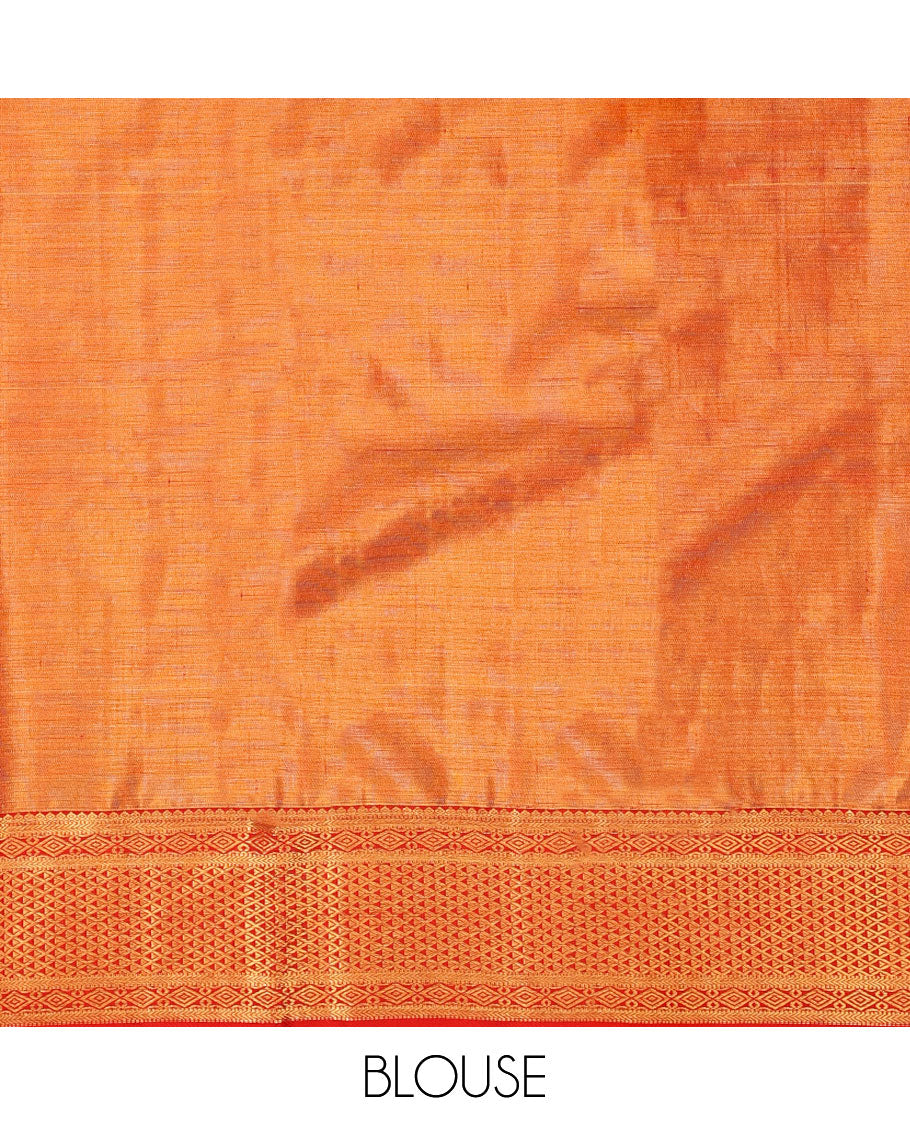 Cream-base flora-fauna Meenakari-jacquard silk saree, contrast border of thilakam,muthu,kathir,diamond & ara madaam design & meenakari floral design pallu