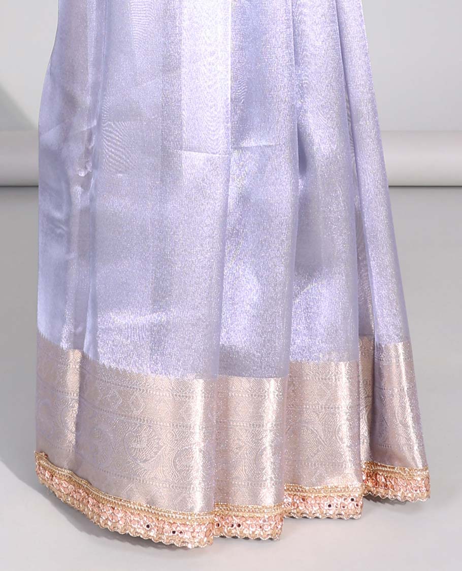 Purple tissue saree with self zari design border & intricate zari design pallu
