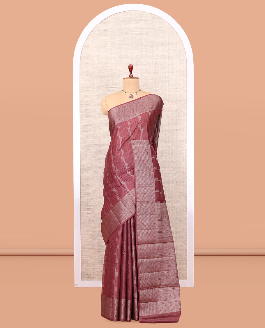 Light Maroon Tussar Silk Saree