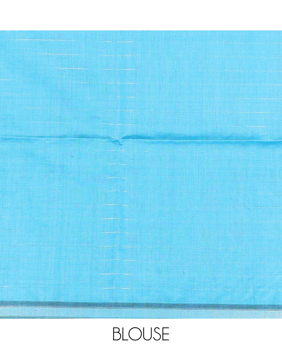 Bear Brown checked tussar silk saree, zari border and contrast striped pallu