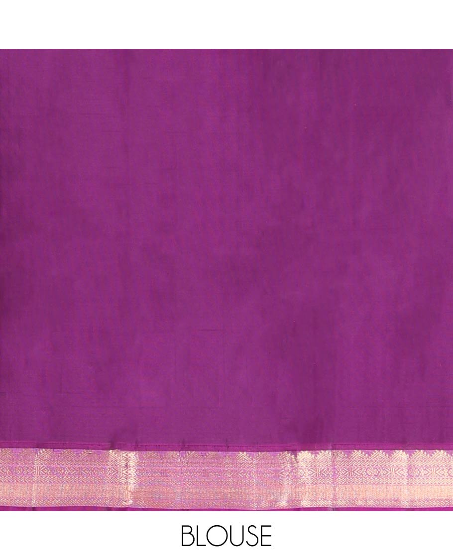 Green Vasundhara Lite-Silk Mix Saree Embellished with Zari Buttas on Its Body, Complemented by a Contrast Border of Thazampoo Rekku, Rettai Neli, Jada Nagam, and Mayil Kann Designs, Gleaming Zari Pallu of Jaal Designs, and Paired with a Contrast Blouse