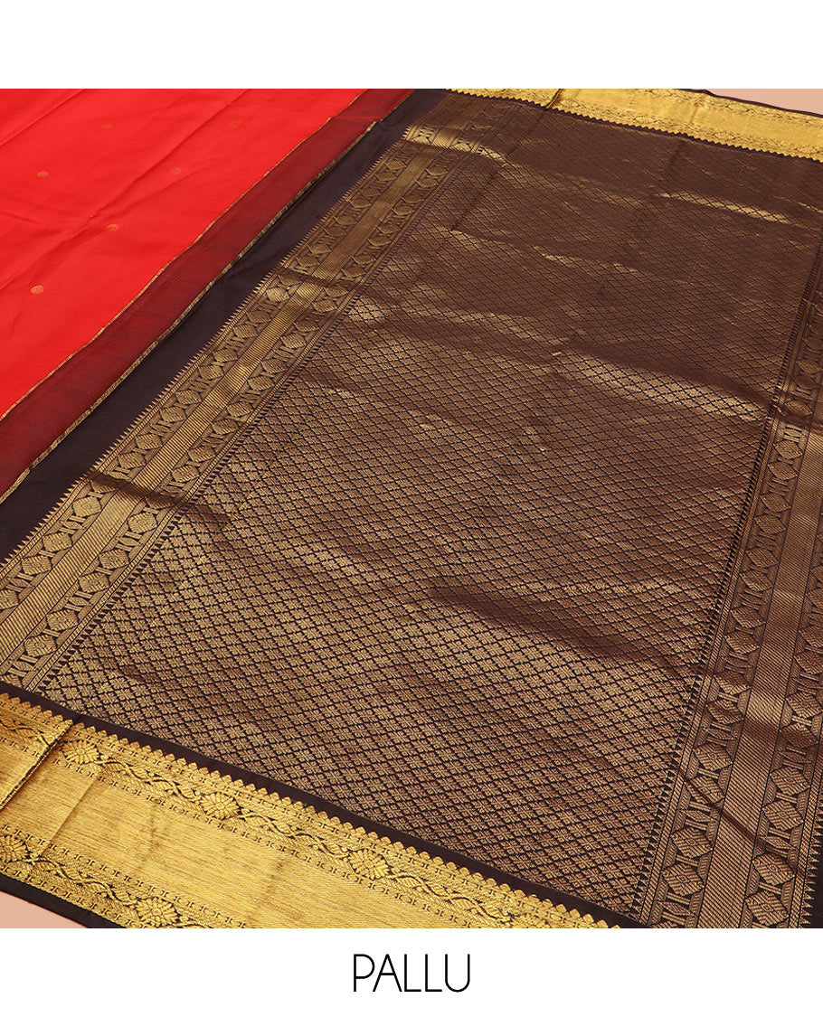 Purple Vasundhara Silk Saree Beautified with Yaanai and Poun Buttas, Complemented by a Contrast Border of Neli, Mayil Kann, Muthu, Banaras, and Yaanai Designs, Pallu Woven in Jaal Design, and Paired with a Contrast Blouse