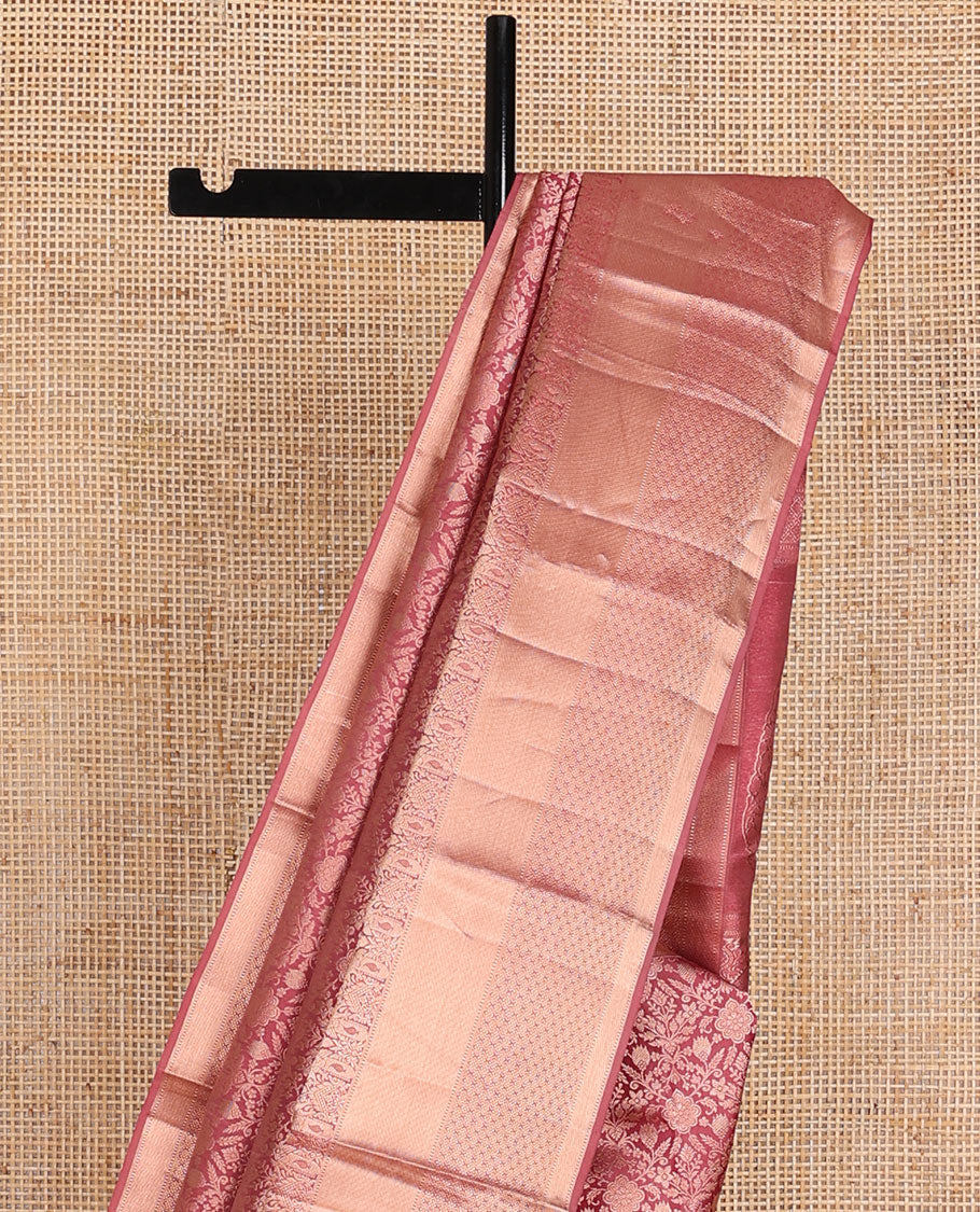 Red jacquard wedding silk saree, zari border of rekku,Muthu,kazhugu & jaal design & zari embellished pallu