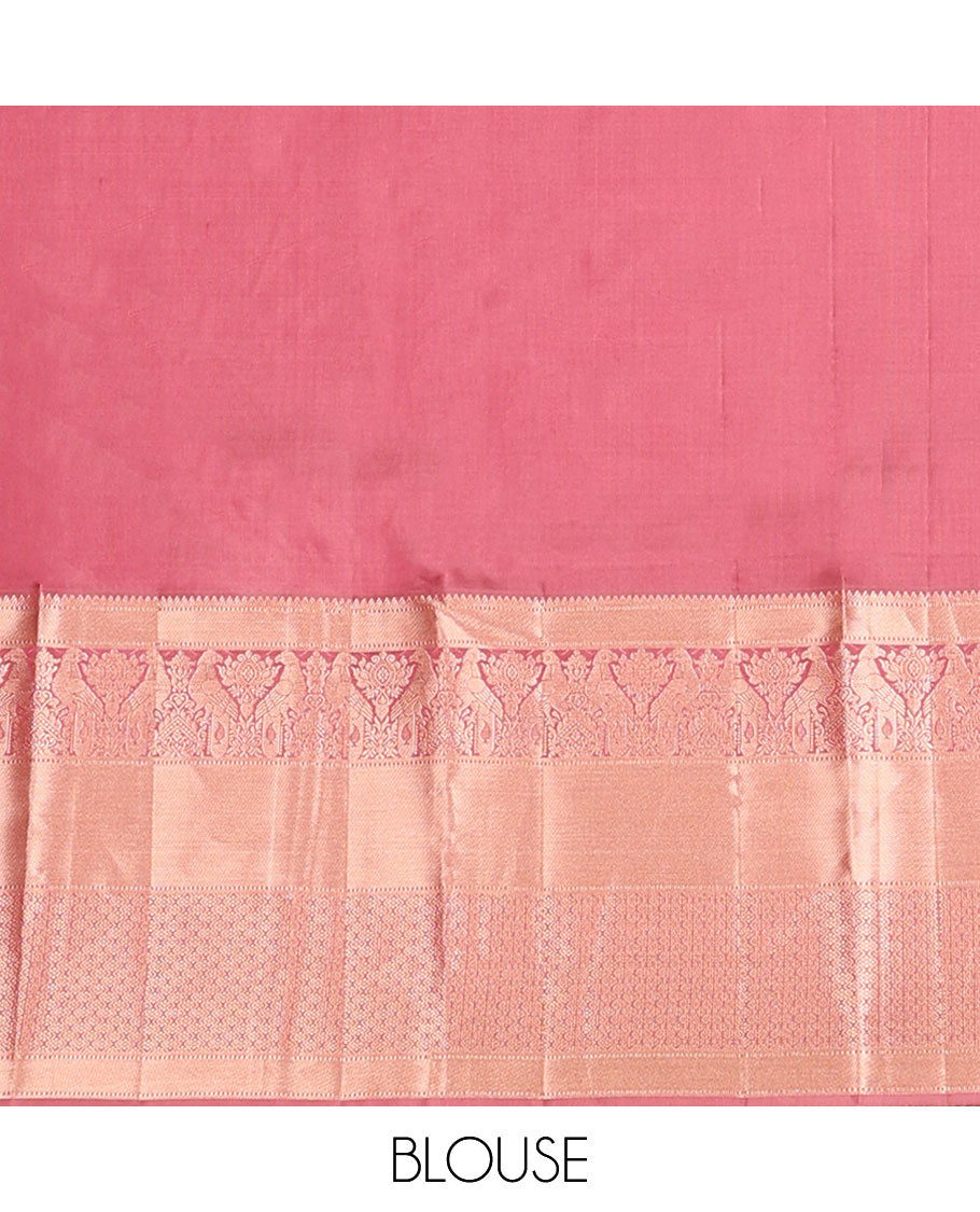 Red jacquard wedding silk saree, zari border of rekku,Muthu,kazhugu & jaal design & zari embellished pallu
