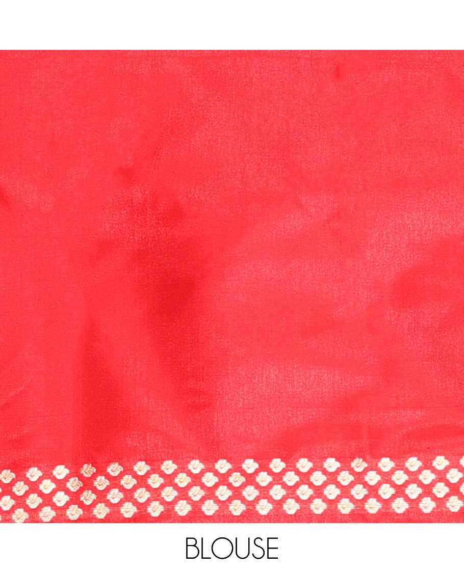 Blue argyle design semi banaras nylon with contrast zari design border & floral design pallu
