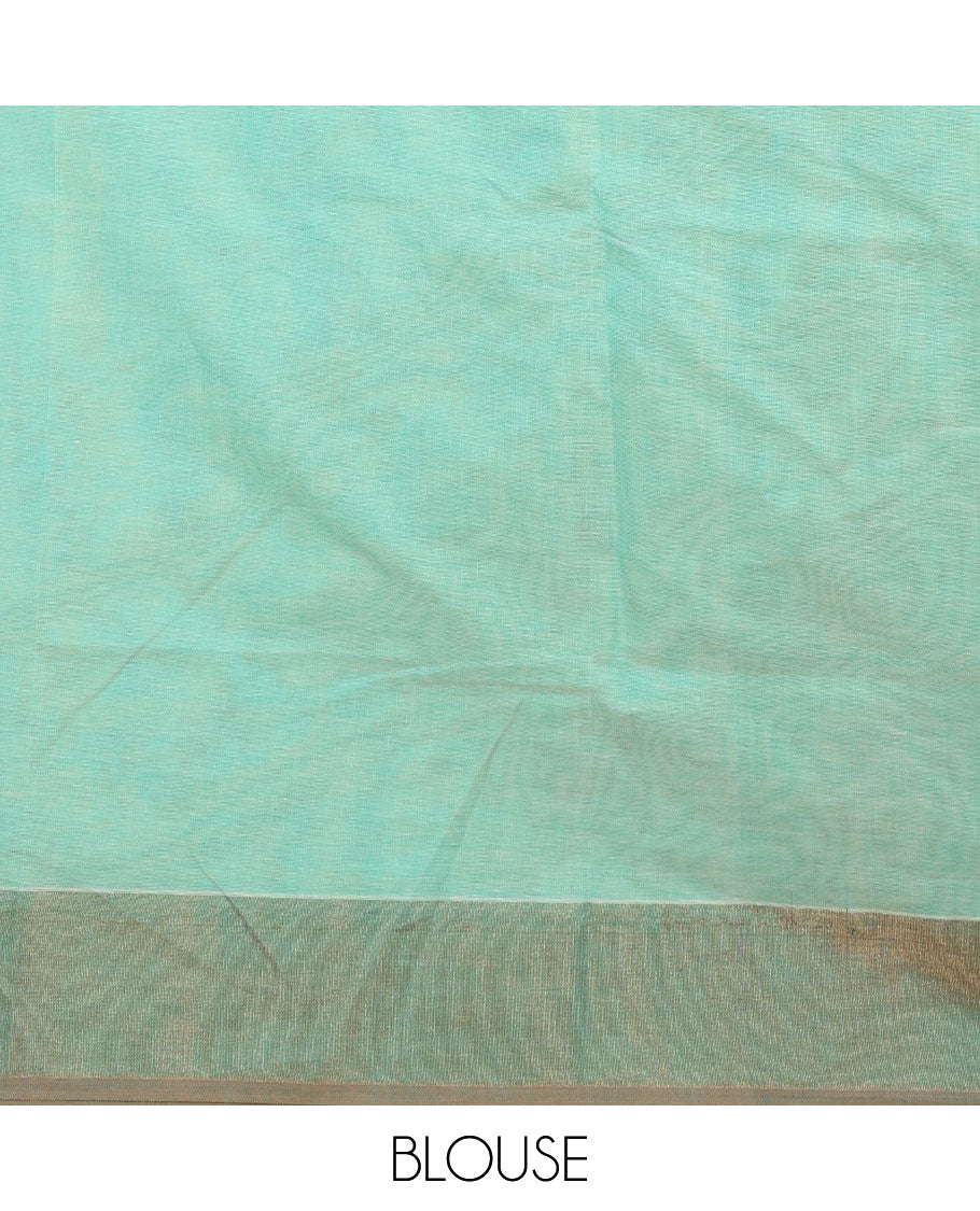 Grey unique buttas Combatiore cotton saree, contrast plain border & contrast zari design pallu
