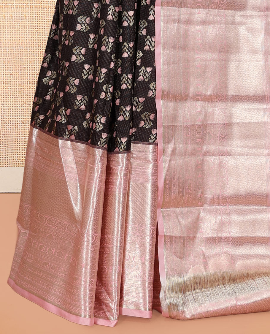 Coffee Brown-Light Pink Budget Silk Saree