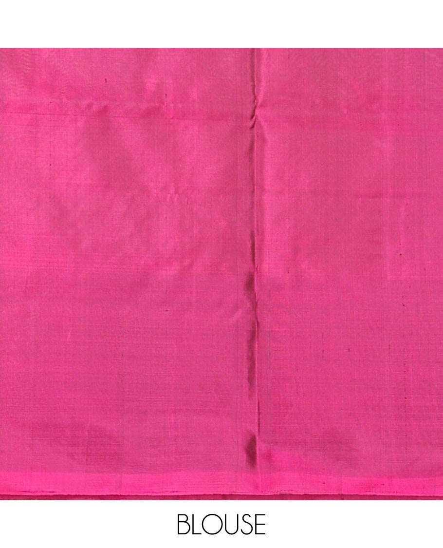 Deep green zari buttas soft silk saree, contrast jaal patterned border, and pallu of intricate design