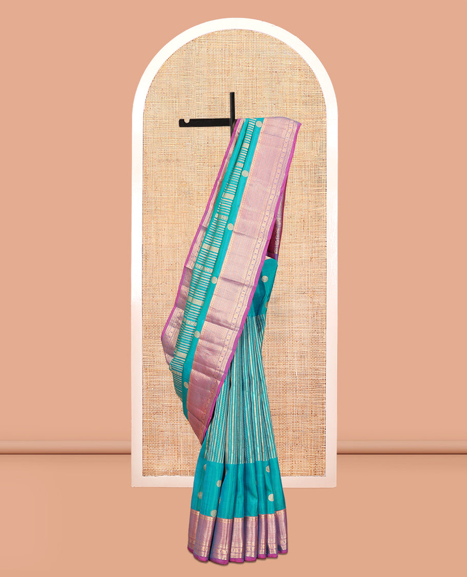 Blue Udal Pettu Vasundhara Lite Silkmix Saree, a Contrast Traditional Border, Jaal Pallu, Contrast Blouse