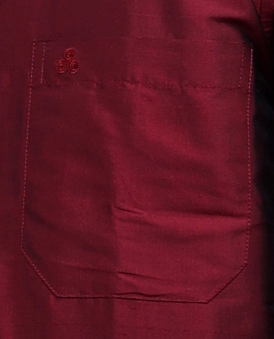 Apple red pure-silk plain design full-sleeve shirt