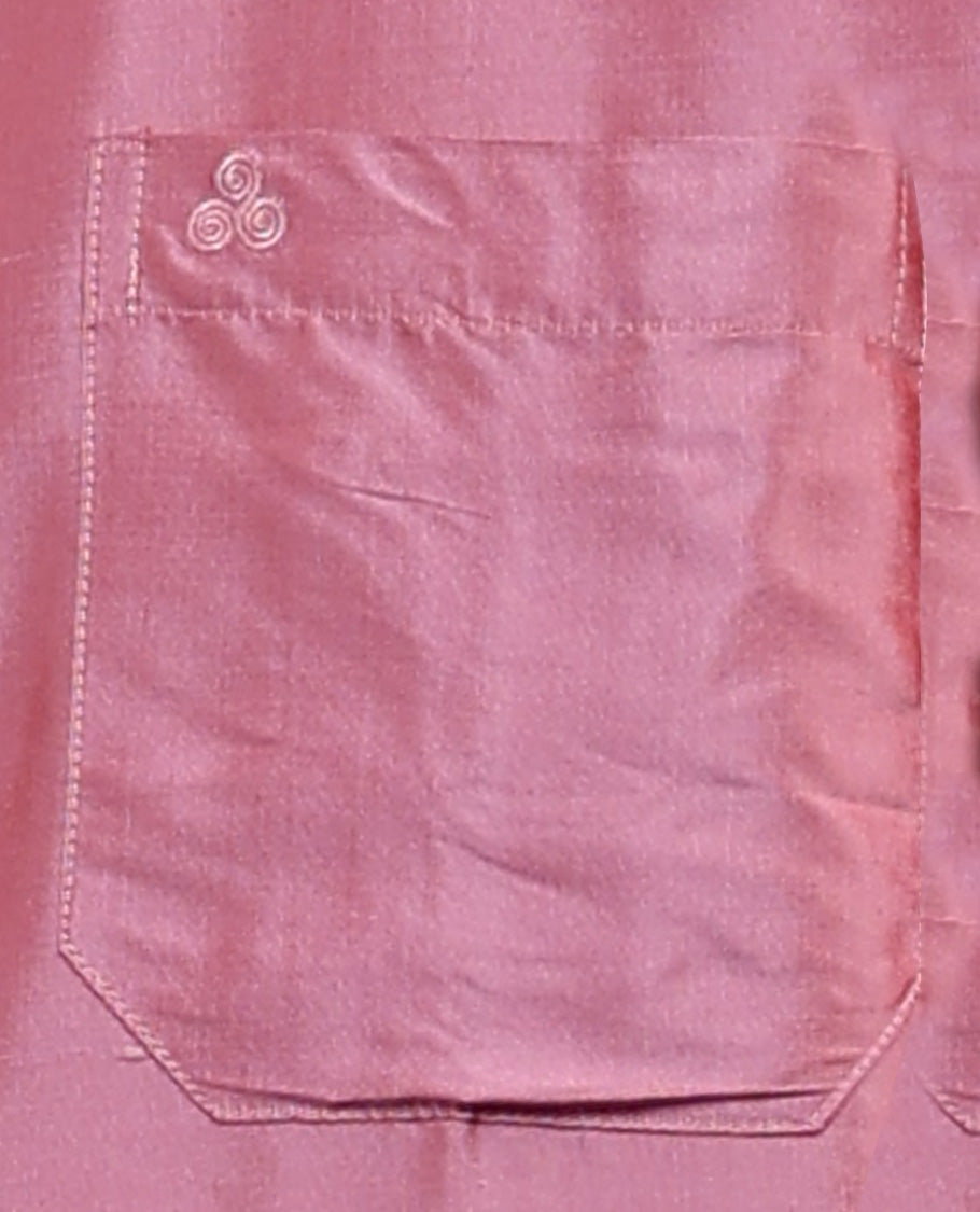 Pink plain design full-sleeve pure-silk shirt
