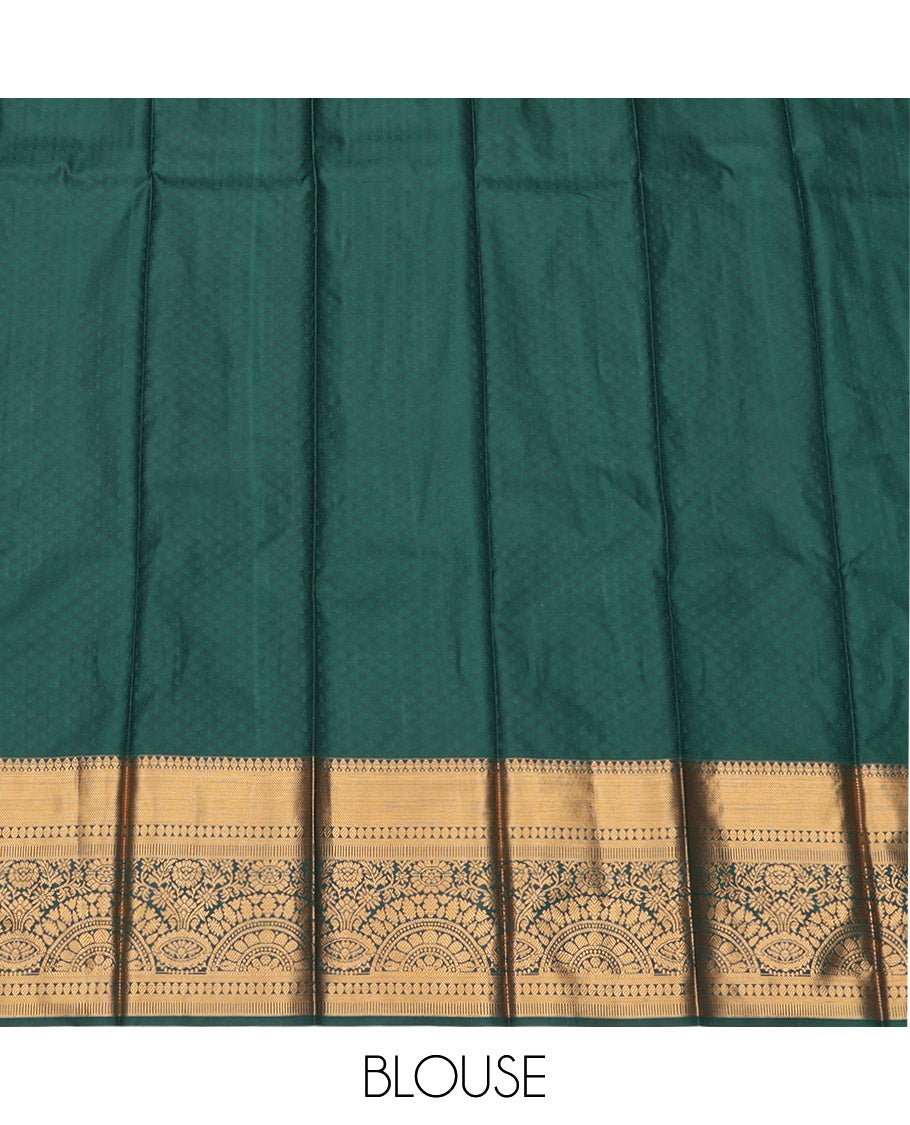 Orange Budget Silk Saree, Gracefully Embellished with Jacquard Design, Complemented by a Contrast Traditional Zari Border, Grand Pallu, and a Contrast Blouse