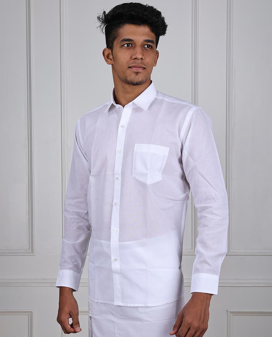 Minister White rich Cotton plain white full-sleeve regular-fit cotton shirt