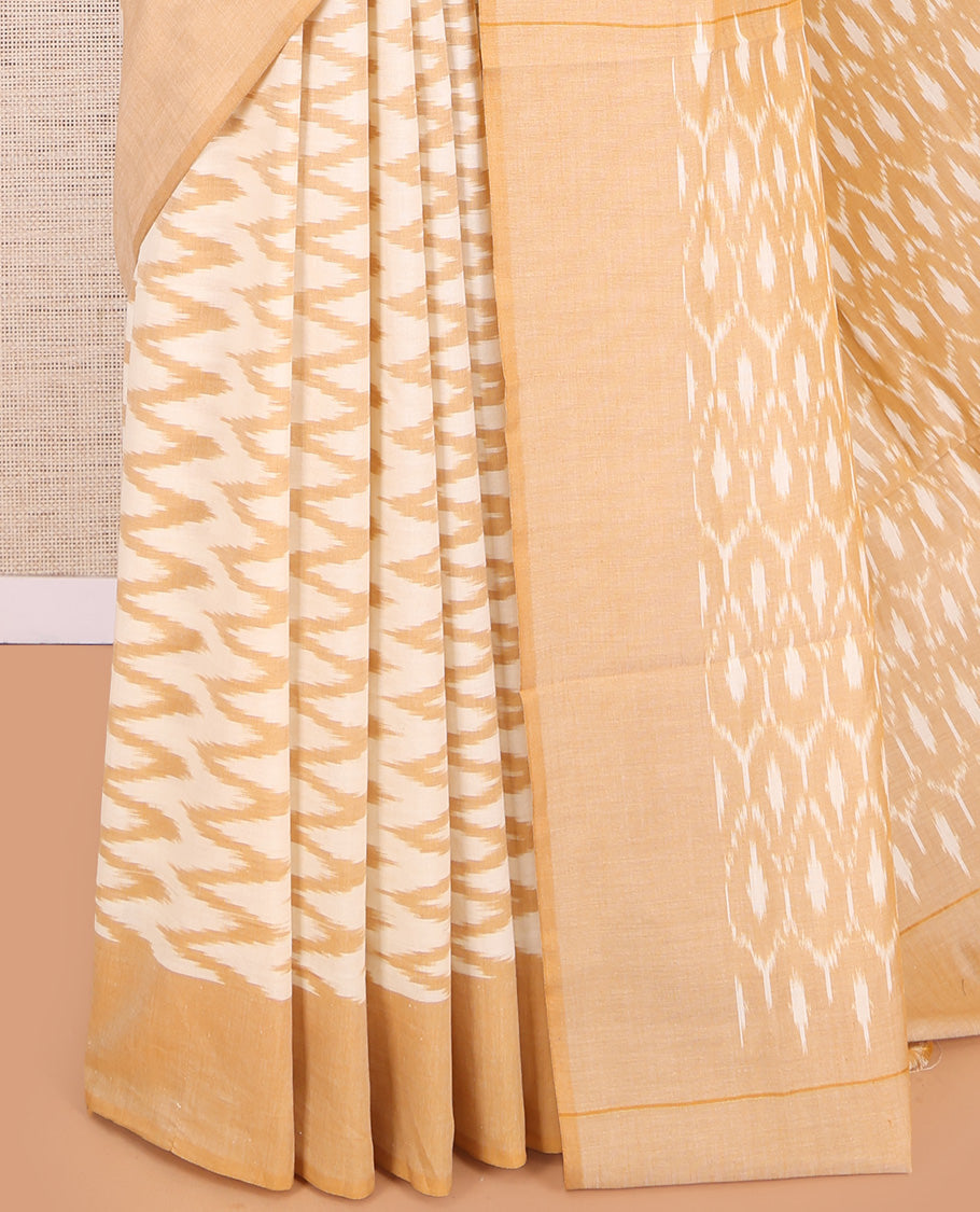 Cream Pochampally Ikat Cotton Saree