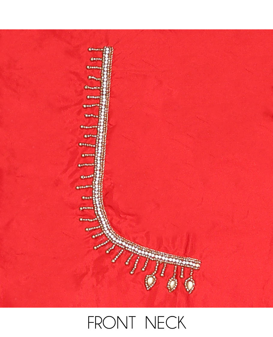 Red Striped aari embroidered material blouse
