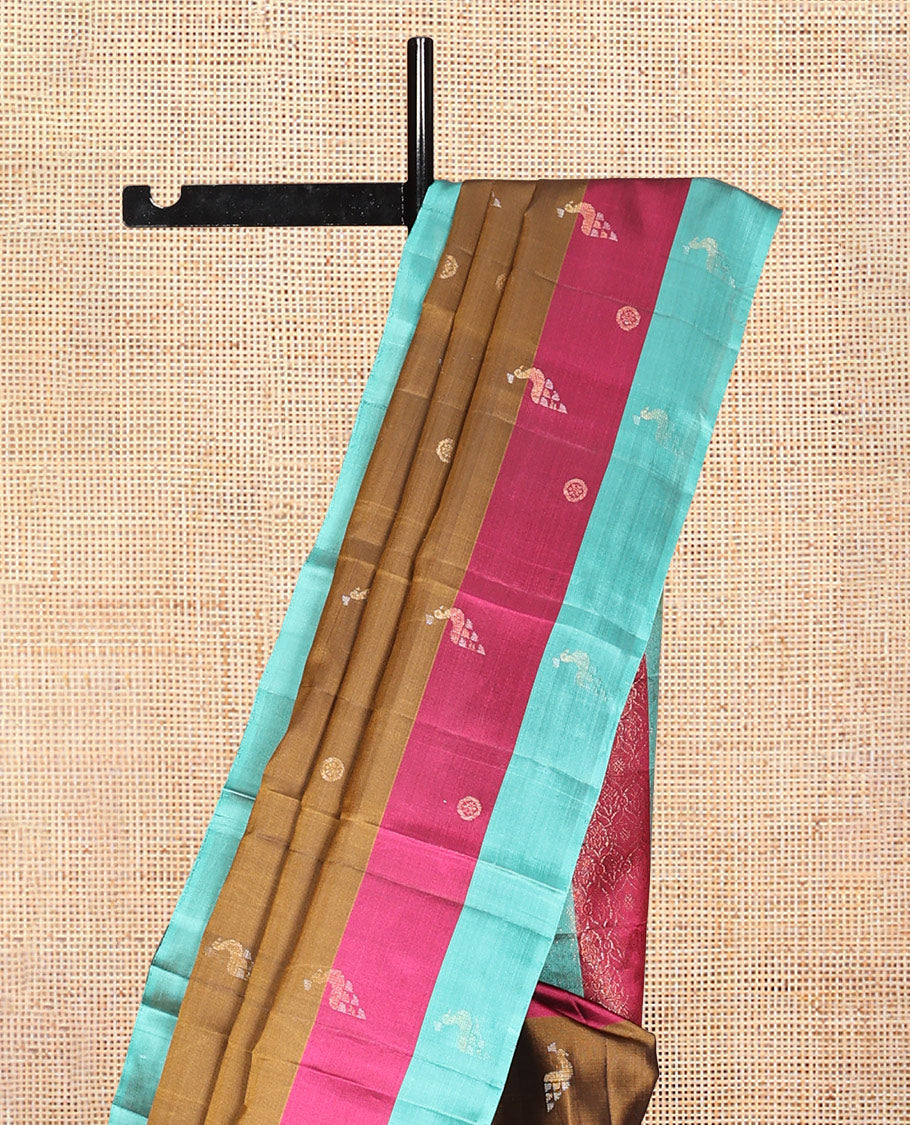 Brown Mayuri Lite Silk Mix Saree