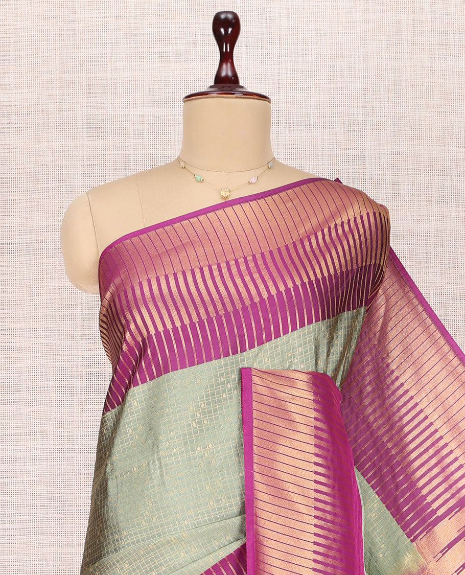 Grey Temple Design Budget Silk Saree
