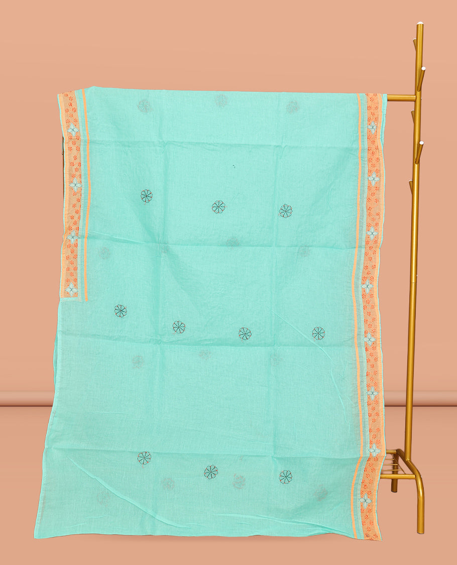 Turquoise Lucknowi Chikankari Saree