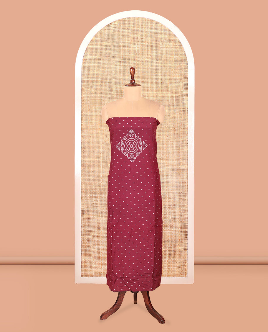 Maroon Mul Chanderi Tissue Material Chudidar Set