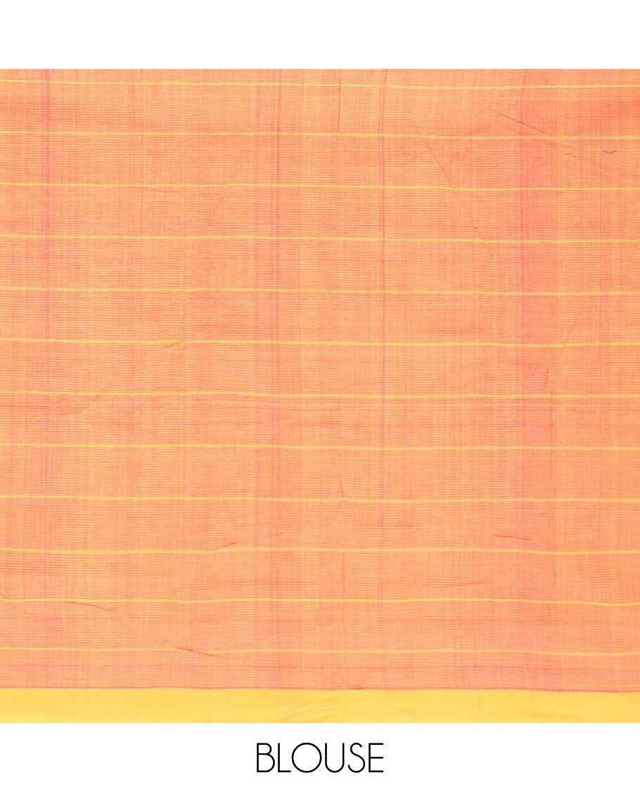 Maroon checked mangalagiri cotton saree with contrast striped border