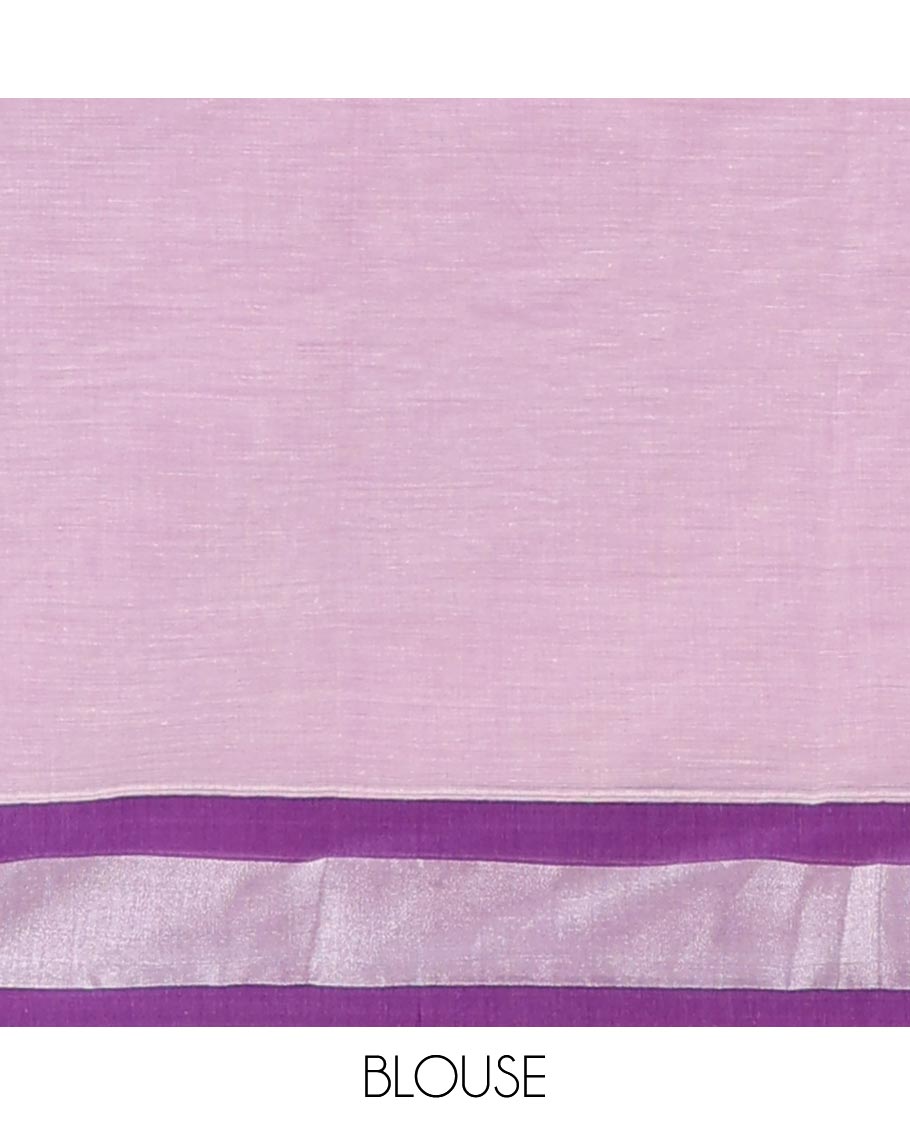Lavender ancient village design ancient with self striped border & geometric design pallu