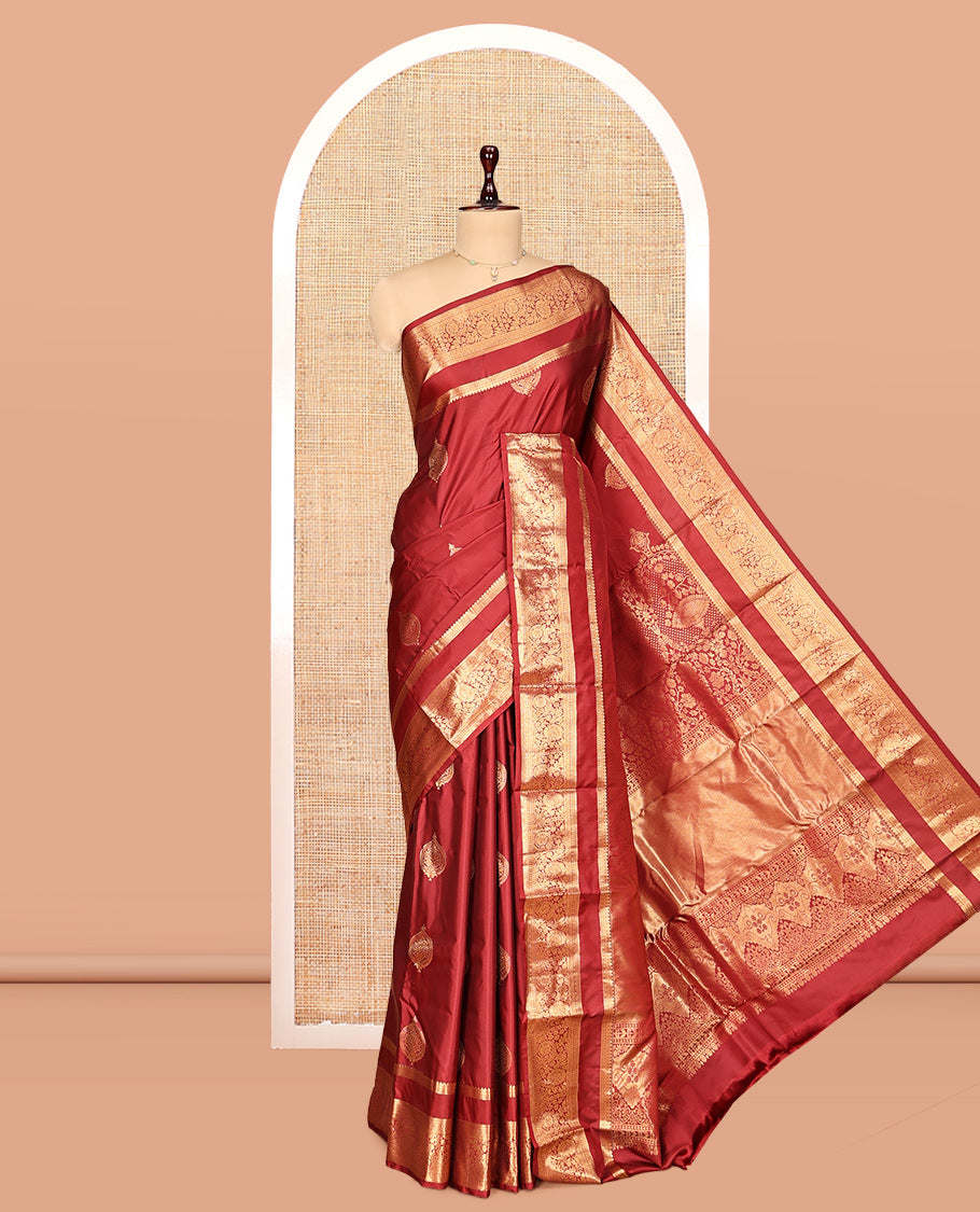 Red Zari Buttas Gift Saree