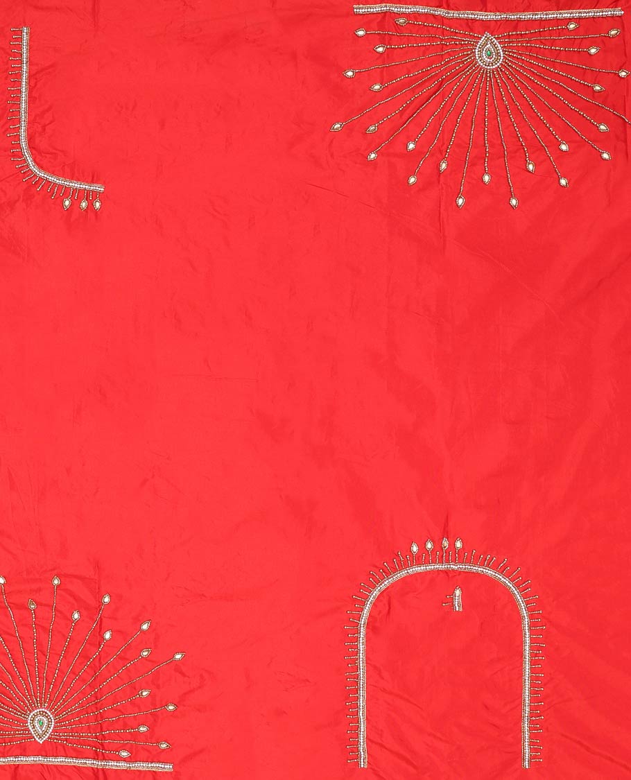 Red Striped aari embroidered material blouse