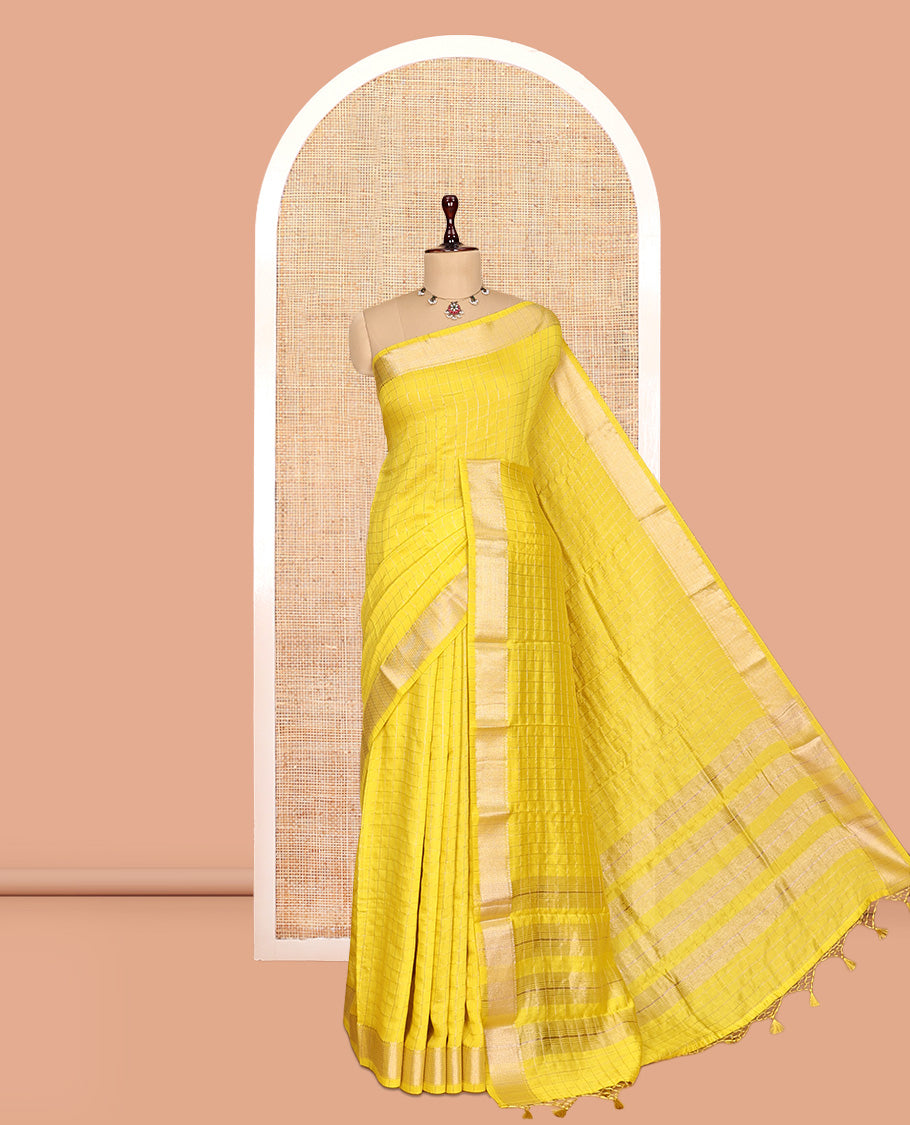 Yellow Assam Silk Saree