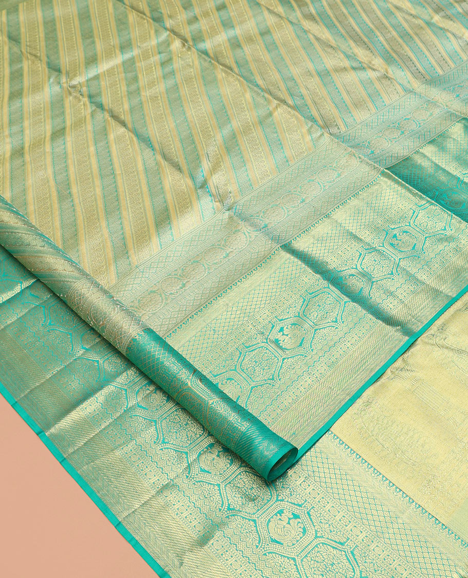 Turquoise Kanchipuram Tissue Silk Saree
