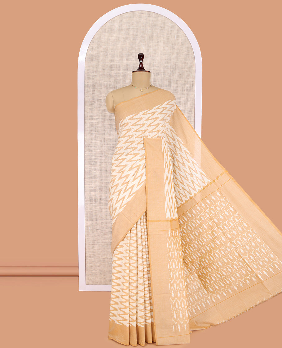 Cream Pochampally Ikat Cotton Saree