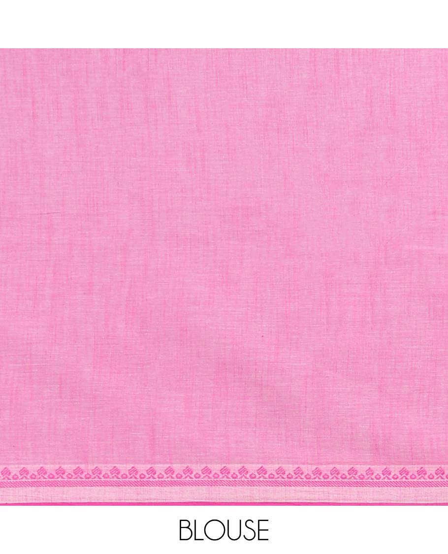 Multi-color floral vine design chirala cotton saree with contrast border & striped pallu