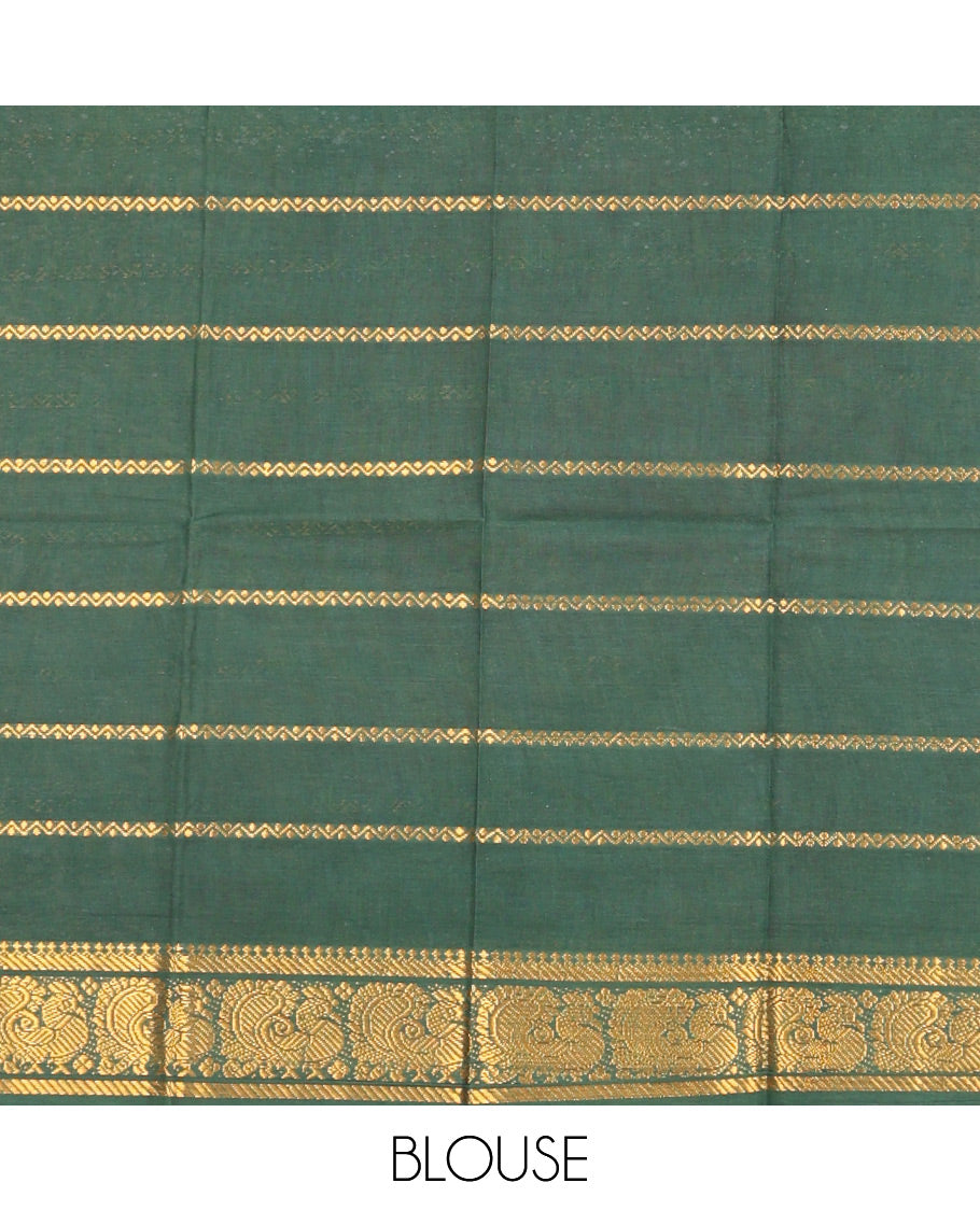 Rani Pink-Green Plain Sungudi Cotton Saree