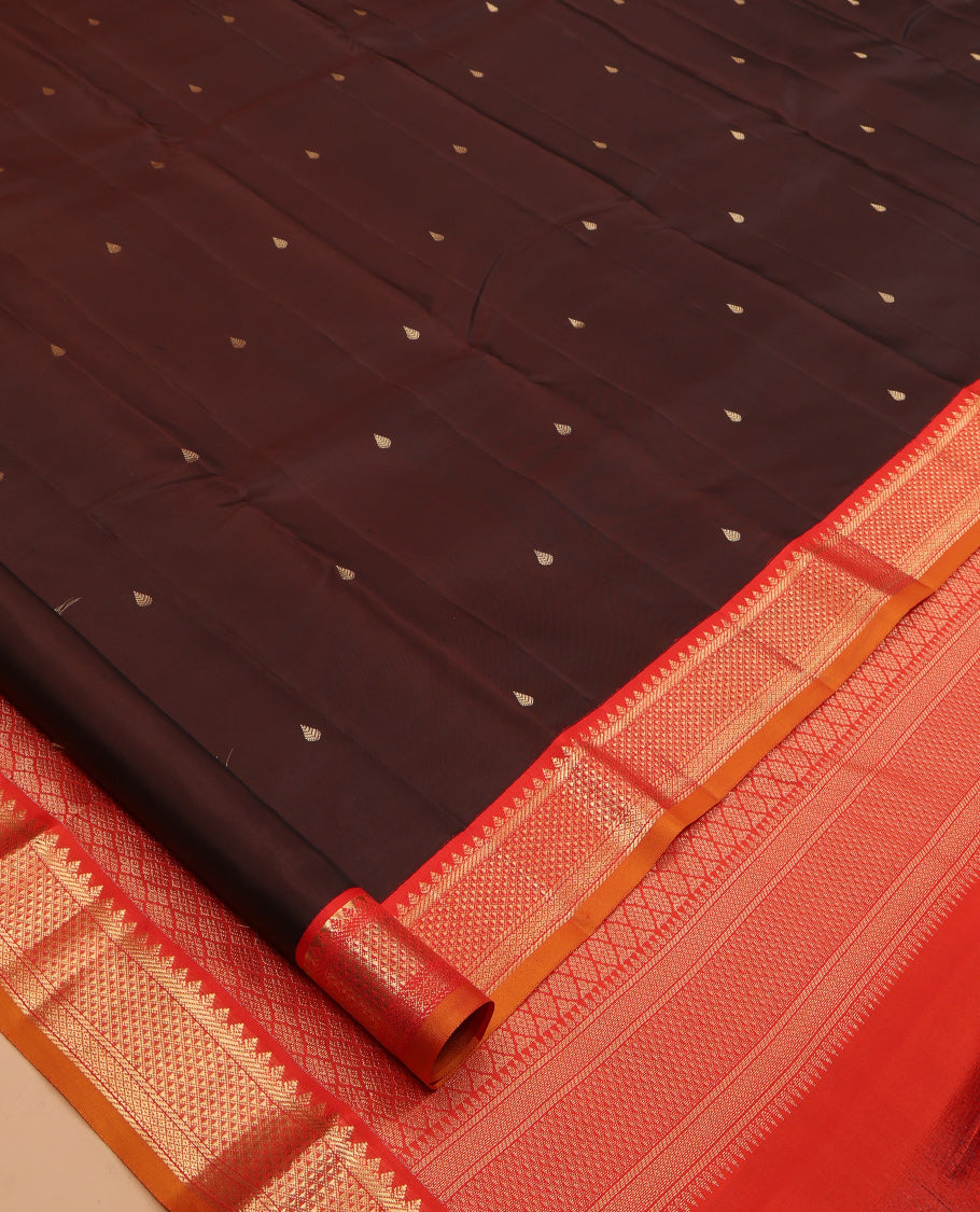 Brown Kanchipuram Silk Saree