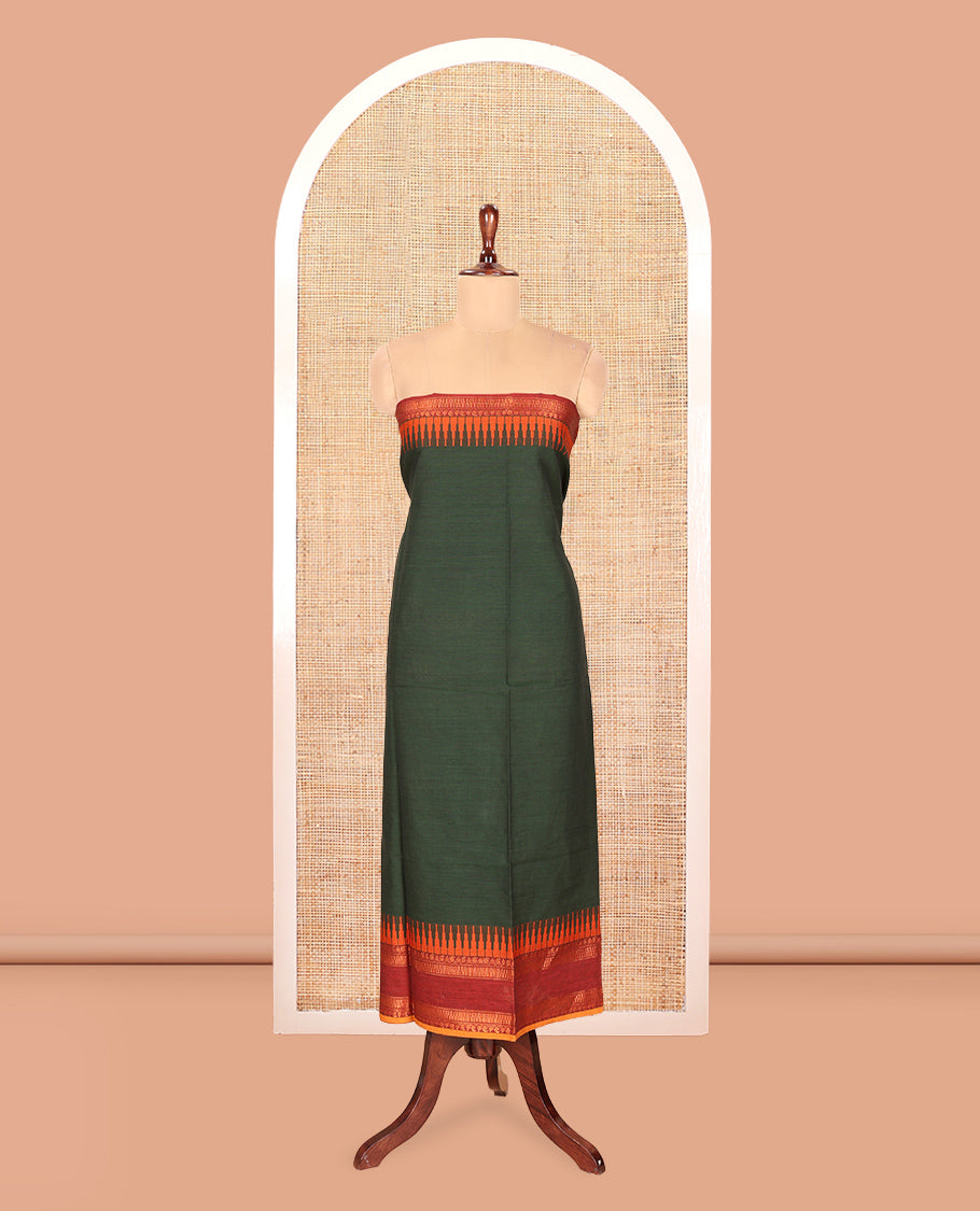 Bottle Green Mercerised Cotton Material Chudidar Set