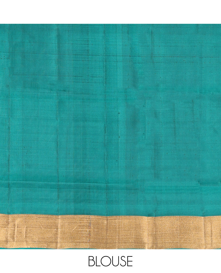 Rust Mayuri Lite Silk Mix Saree, Decorated with Zari Buttas All Over Its Body, Highlighted by Zari Bavanji Border, Complemented by Intricately Designed Pallu, and Paired with a Contrast Blouse