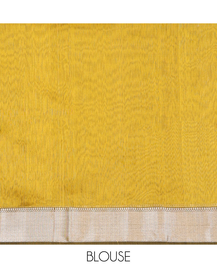 Mustrad Maheshwari Cotton Saree, Bedecked with Meena Buttas All Over Its Body, Highlighted by a Traditional Zari Woven Border, Pallu Steeped with Gleaming Zari Stripes and Buttas, and Paired with a Matching Blouse