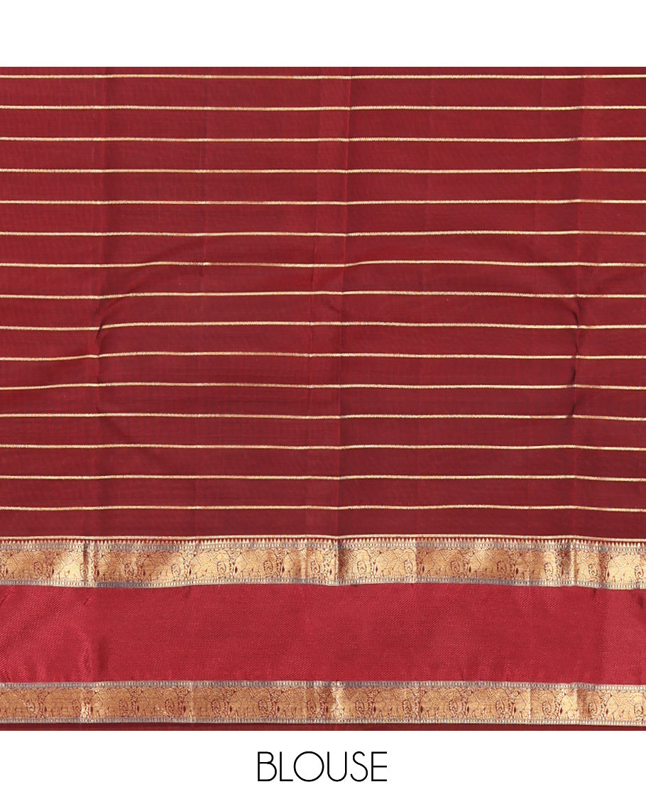 Pink Vasundhara Lite-Silk Mix Saree Featuring Zari Butta Enclosed Checks, a Contrast Border of Rekku, Yaanai, and Muthu Designs, Grand Jaal Pallu, and a Contrast Blouse